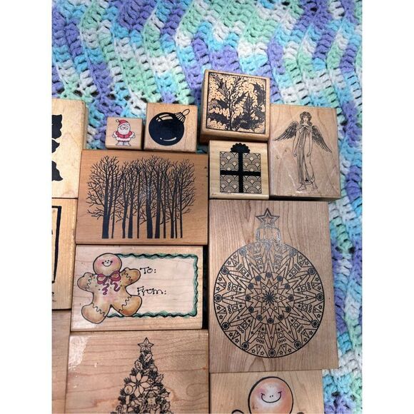 Vintage Rubber Christmas Stamp Lot of 13 - Picture 4 of 12